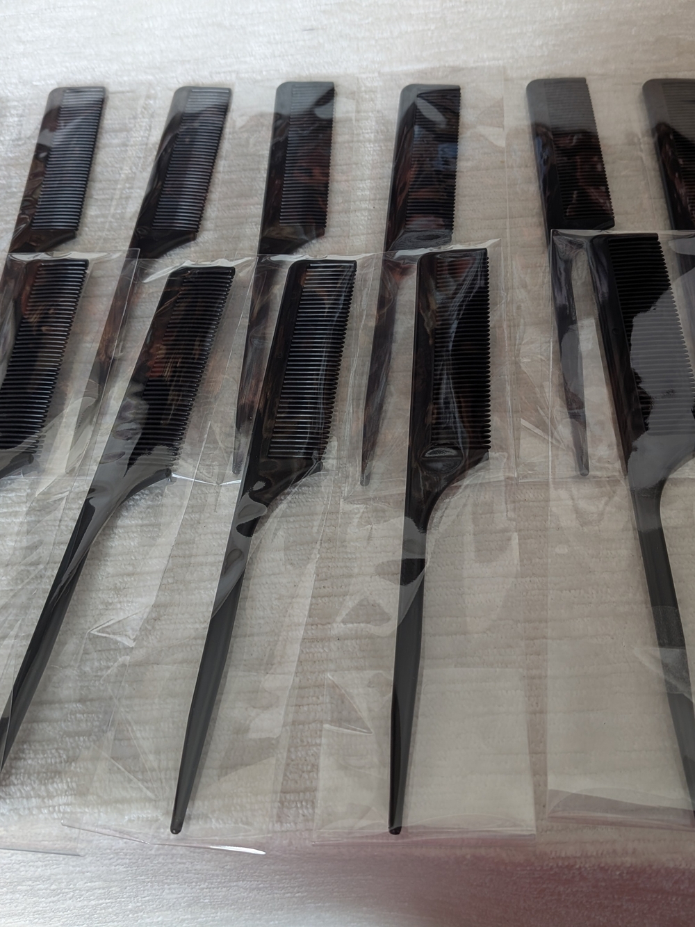Black Rat Tail Combs - Pack of 14 Individually Wrapped Styling Combs Gift Idea